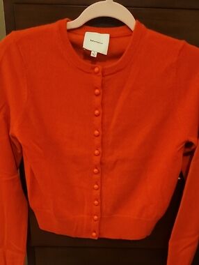 NWOT Reformation Bright Red Cropped Button Cardigan Size Small